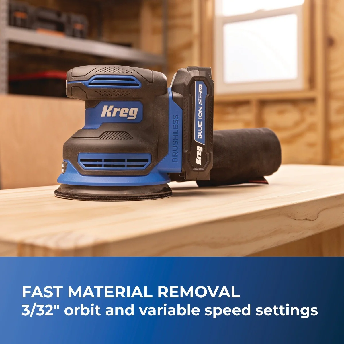 Kreg KPTRS500A 20V Ionic Drive Cordless 5-in Random Orbit Sander, Tool Only - Image 3